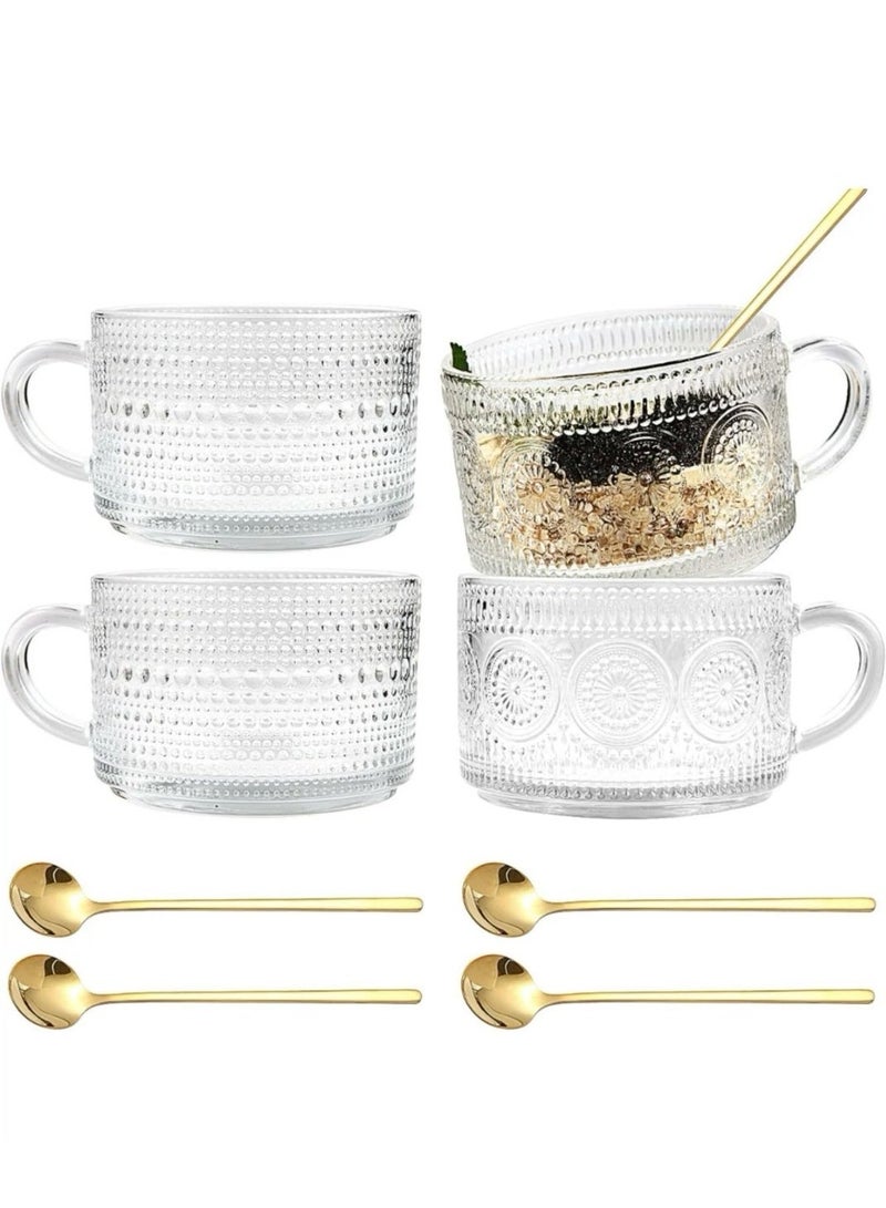 4 Pcs 15.2 oz Vintage Coffee Mugs with Bamboo Lids and Spoons - Image 4